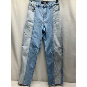 Hollister Ultra High-Rise Dad Jeans Light Wash W26 L31 Vintage Stretch Denim Raw